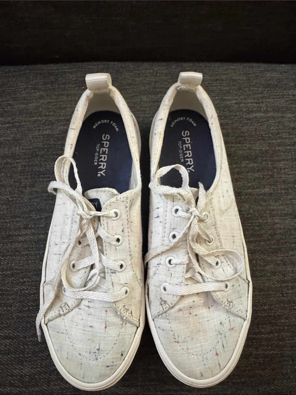 Sperry women’s White confetti Canvas Boat Shoes
